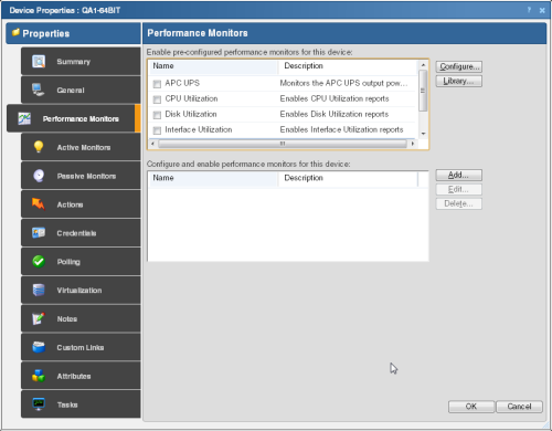 Device Properties - Performance Monitors